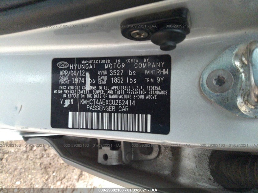HYUNDAI ACCENT KMHCT4AEXCU262414