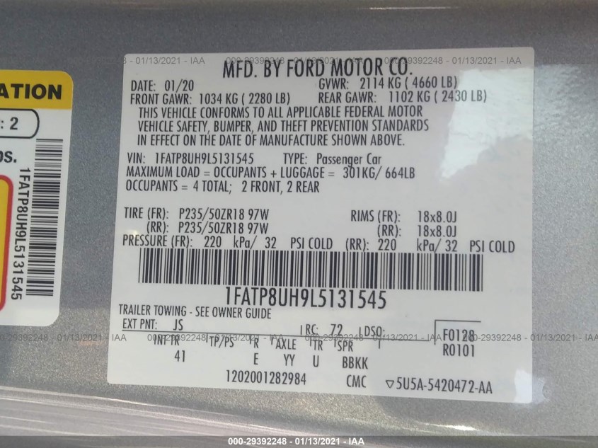FORD MUSTANG 1FATP8UH9L5131545