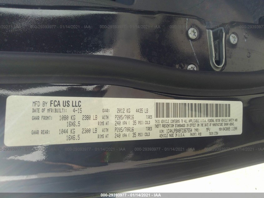 JEEP PATRIOT 1C4NJPBA8FD367554
