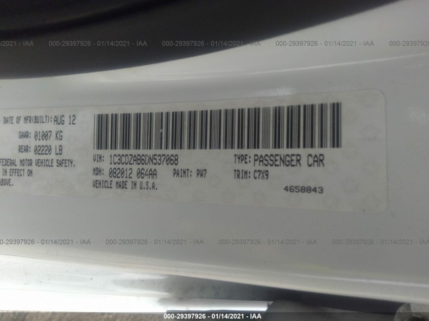 DODGE AVENGER 1C3CDZAB6DN537068