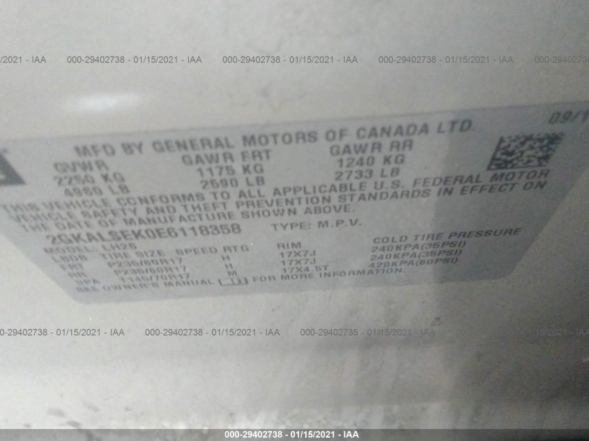 GMC TERRAIN 2GKALSEK0E6118358