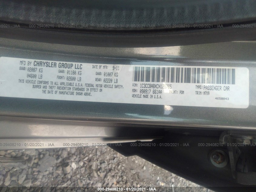 CHRYSLER 200 1C3CCBABXCN126765