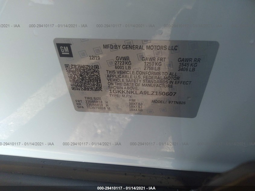 GMC ACADIA 1GKKNKLA9LZ150607