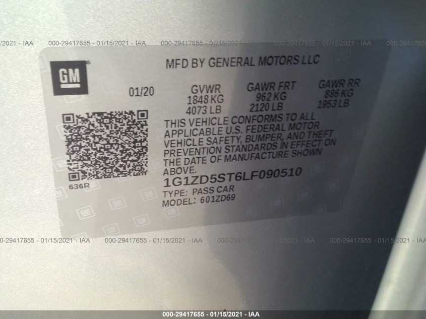 CHEVROLET MALIBU 1G1ZD5ST6LF090510
