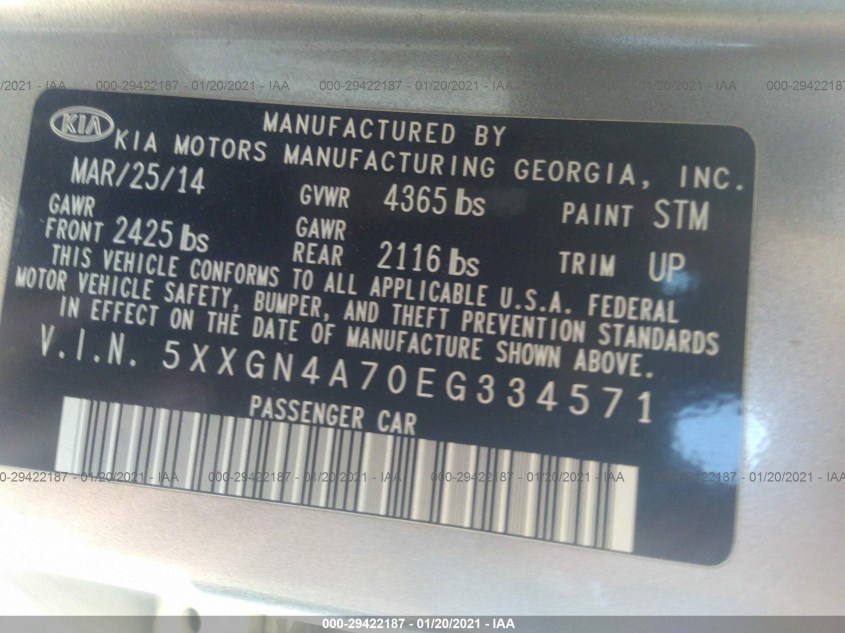 KIA OPTIMA 5XXGN4A70EG334571