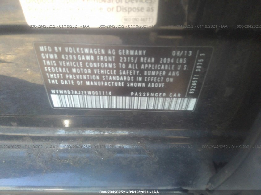 VOLKSWAGEN GTI WVWHD7AJ2EW001114