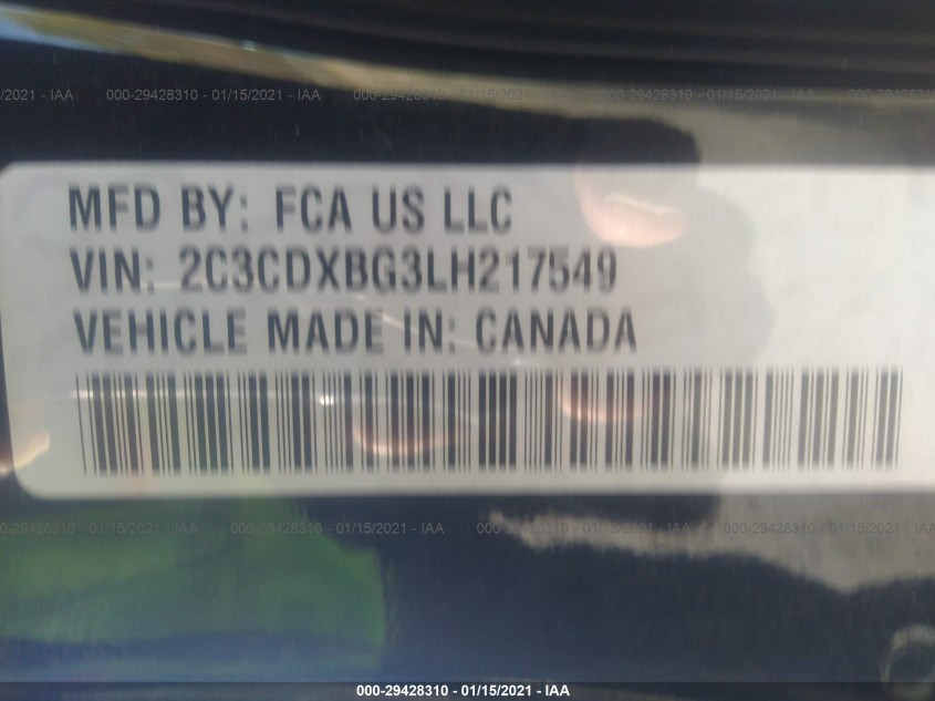 DODGE CHARGER 2C3CDXBG3LH217549