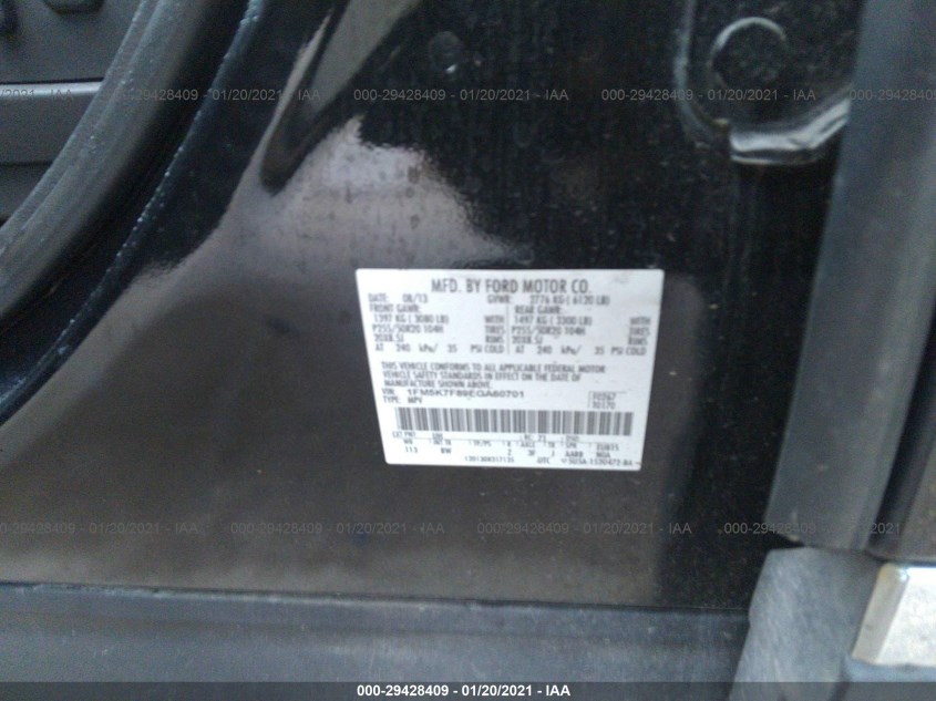 FORD EXPLORER 1FM5K7F89EGA60701