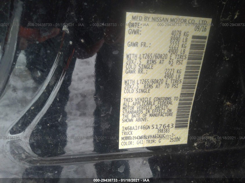 NISSAN TITAN XD 1N6BA1F46GN517643