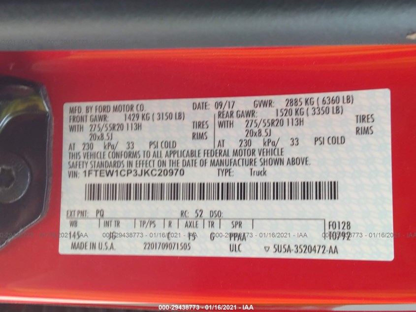 FORD F-150 1FTEW1CP3JKC20970