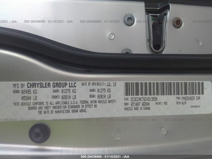 CHRYSLER 300 2C3CCAKT6CH313950