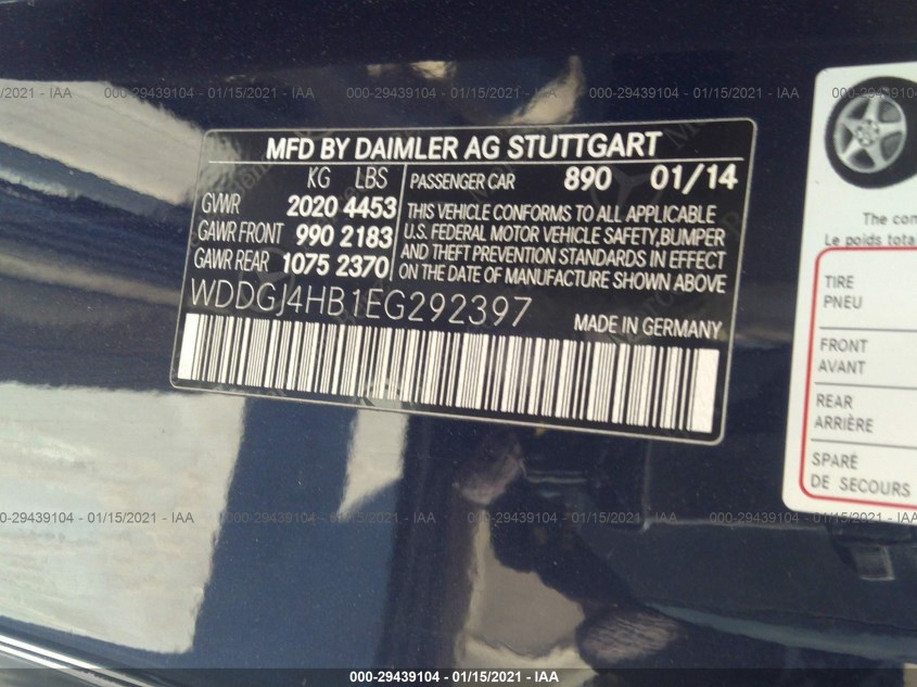 MERCEDES-BENZ C-CLASS WDDGJ4HB1EG292397