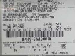 FORD FUSION 3FAHP0HG4AR300440