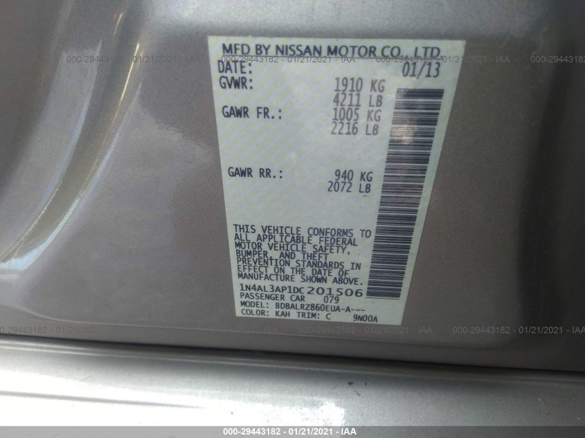 NISSAN ALTIMA 1N4AL3AP1DC201506