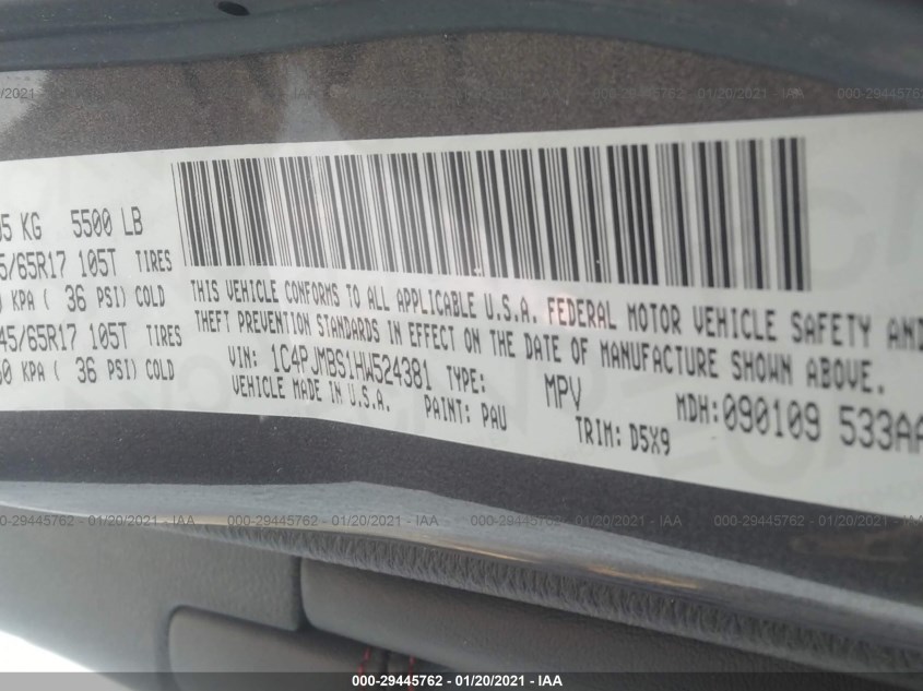 JEEP CHEROKEE 1C4PJMBS1HW524381