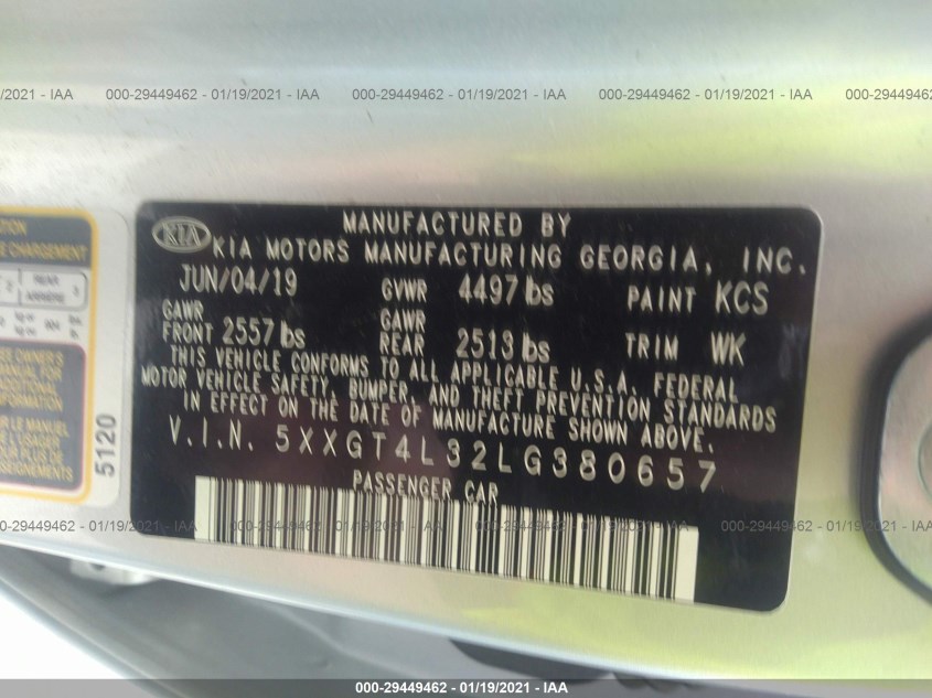 KIA OPTIMA 5XXGT4L32LG380657
