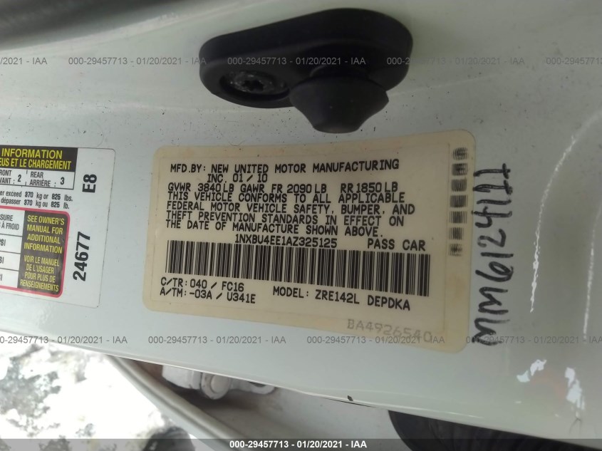 TOYOTA COROLLA 1NXBU4EE1AZ325125