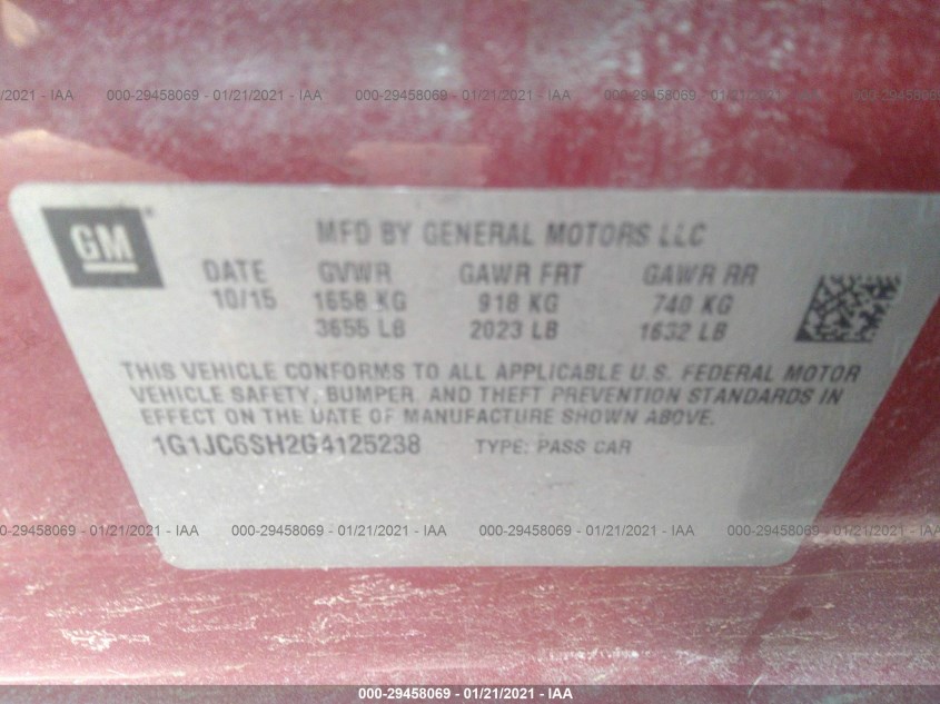 CHEVROLET SONIC 1G1JC6SH2G4125238
