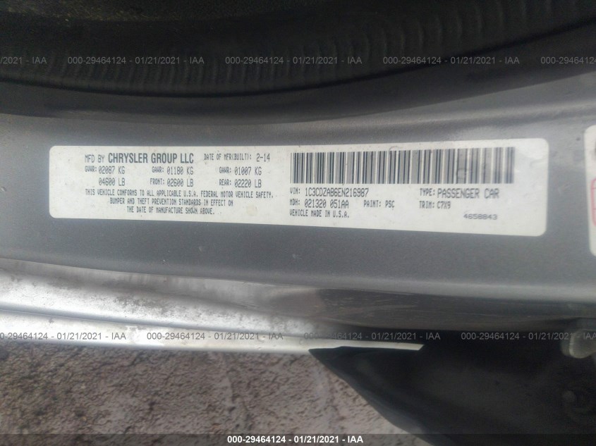 DODGE AVENGER 1C3CDZAB6EN216987