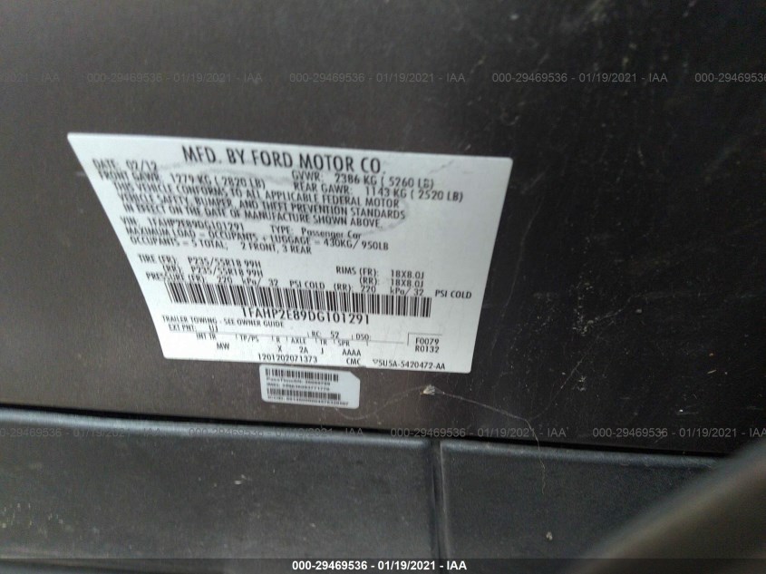 FORD TAURUS 1FAHP2E89DG101291