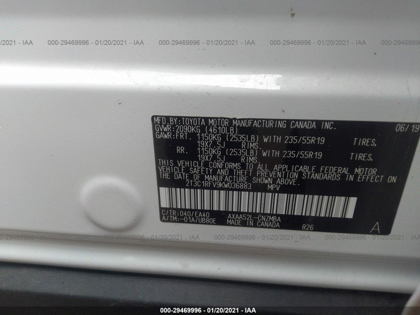 TOYOTA RAV4 2T3C1RFV9KW036883