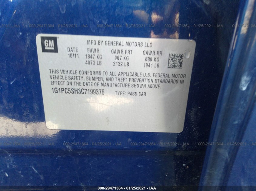 CHEVROLET CRUZE 1G1PC5SH3C7199376