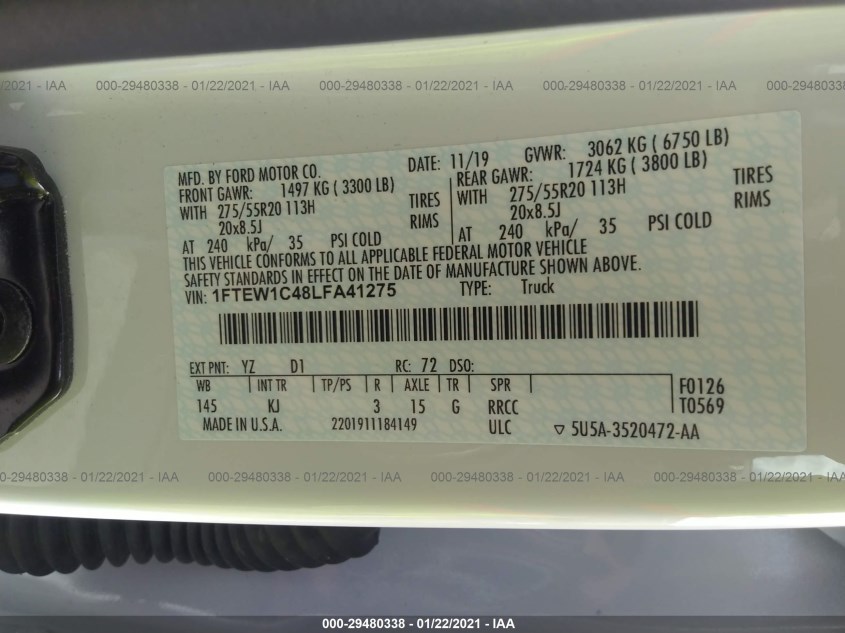 FORD F-150 1FTEW1C48LFA41275
