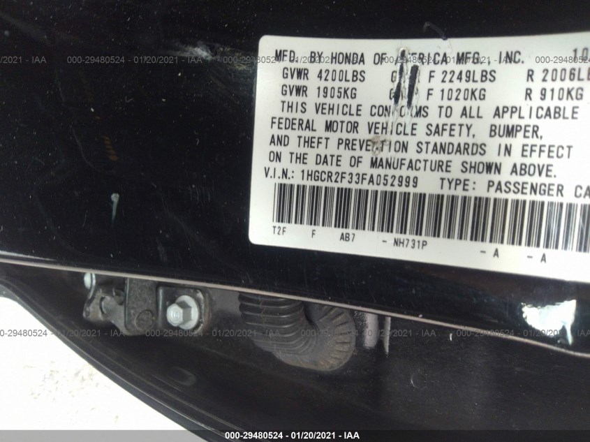 HONDA ACCORD SEDAN 1HGCR2F33FA052999