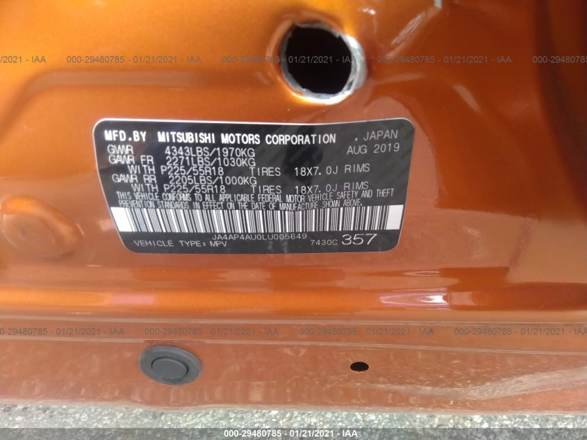 MITSUBISHI OUTLANDER SPORT JA4AP4AU0LU005649