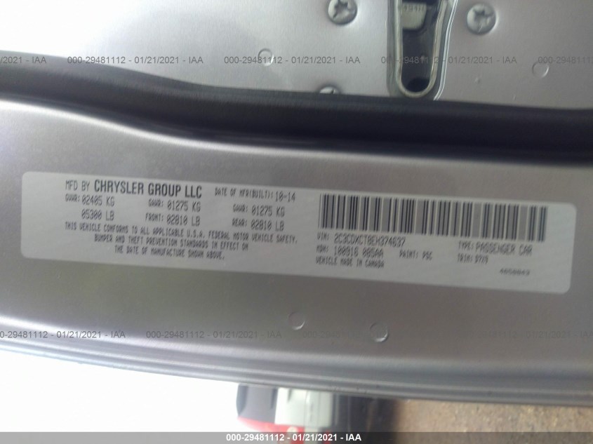 DODGE CHARGER 2C3CDXCT8EH374637