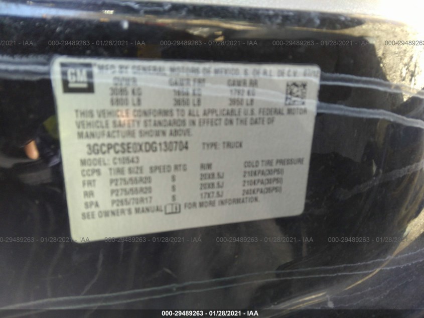 CHEVROLET SILVERADO 1500 3GCPCSE0XDG130704