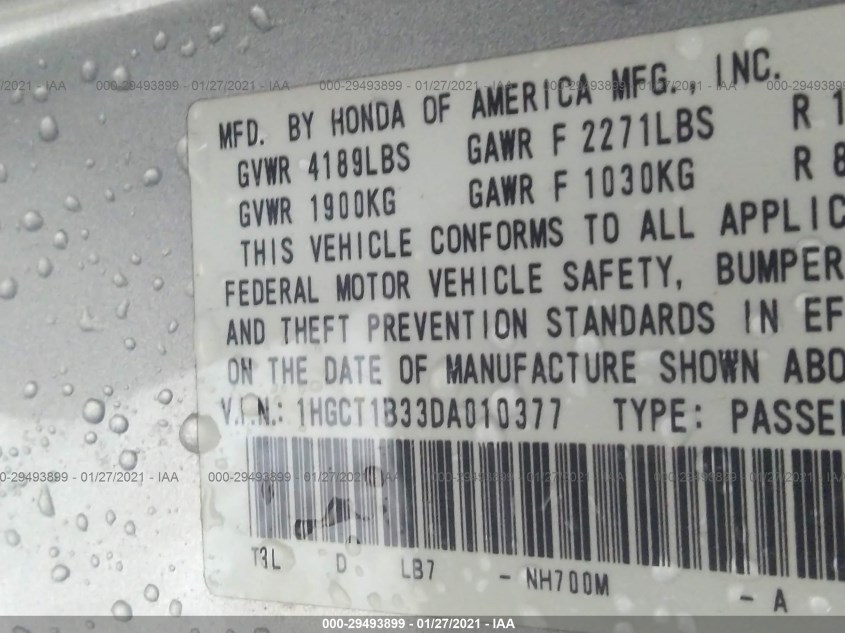 HONDA ACCORD CPE 1HGCT1B33DA010377