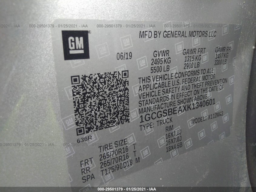 CHEVROLET COLORADO 1GCGSBEAXK1340601