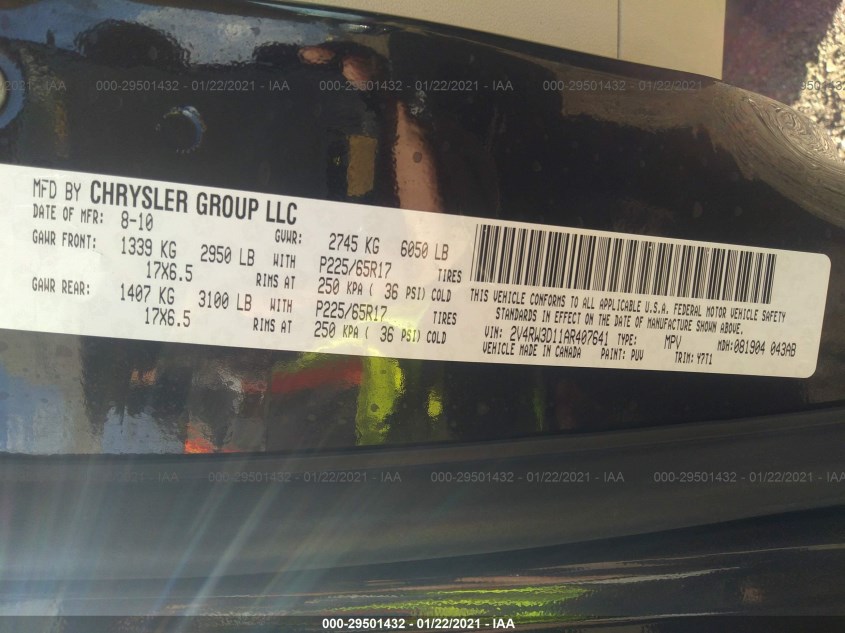 VOLKSWAGEN ROUTAN 2V4RW3D11AR407641