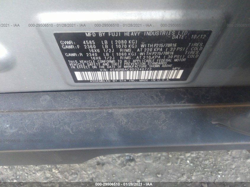 SUBARU OUTBACK 4S4BRBAC8D3240772