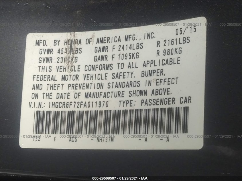 HONDA ACCORD HYBRID 1HGCR6F72FA011970