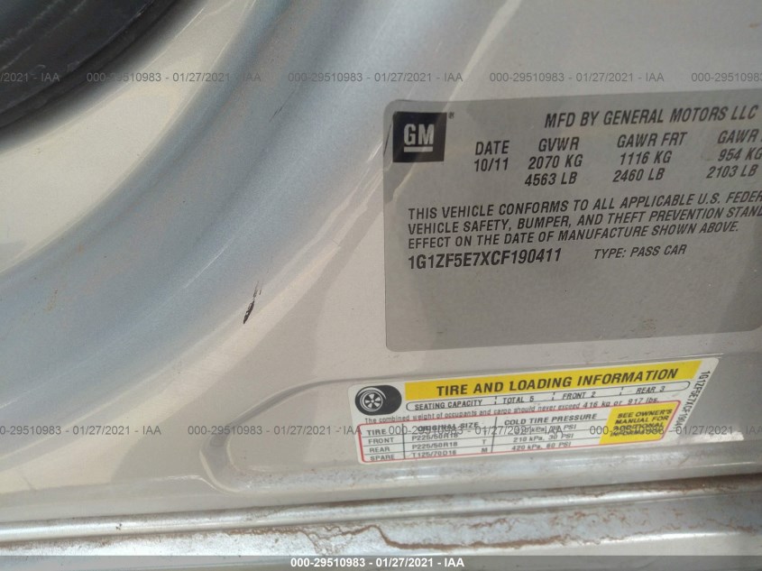 CHEVROLET MALIBU 1G1ZF5E7XCF190411