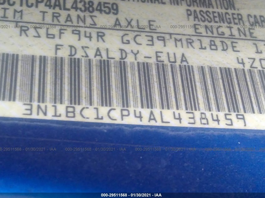NISSAN VERSA 3N1BC1CP4AL438459
