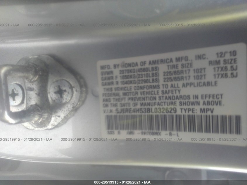 HONDA CR-V 5J6RE4H53BL032629