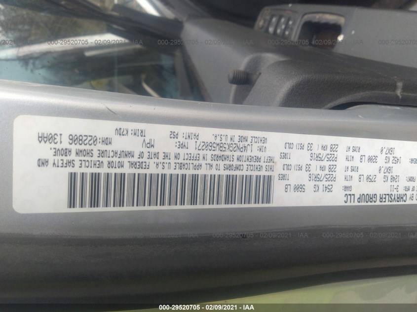 JEEP LIBERTY 1J4PN2GK5BW560271