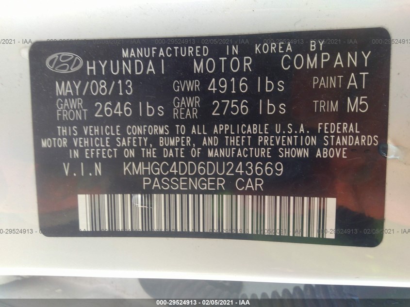HYUNDAI GENESIS KMHGC4DD6DU243669