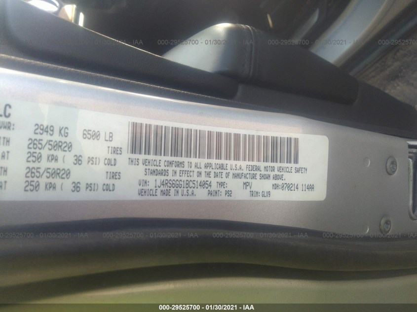 JEEP GRAND CHEROKEE 1J4RS6GG1BC514054