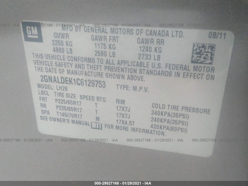 CHEVROLET EQUINOX 2GNALDEK1C6129753