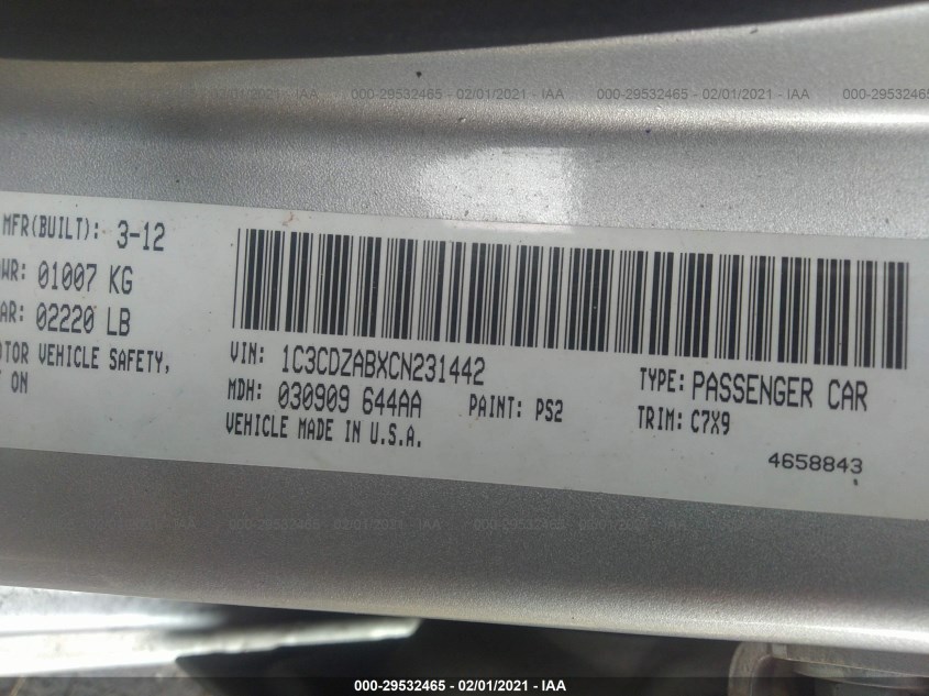 DODGE AVENGER 1C3CDZABXCN231442