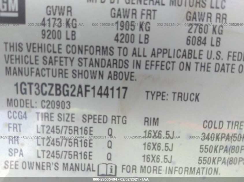 GMC SIERRA 2500HD 1GT3CZBG2AF144117