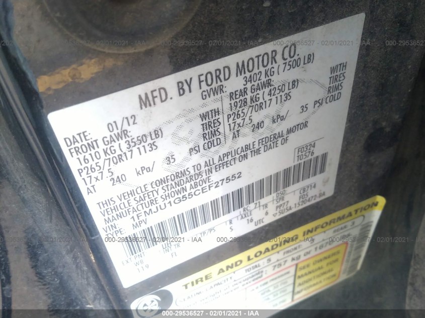 FORD EXPEDITION 1FMJU1G55CEF27552