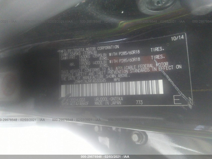 TOYOTA LAND CRUISER JTMHY7AJ9F4030045
