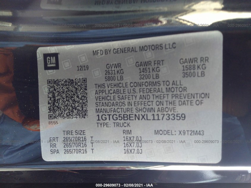 GMC CANYON 1GTG5BENXL1173359