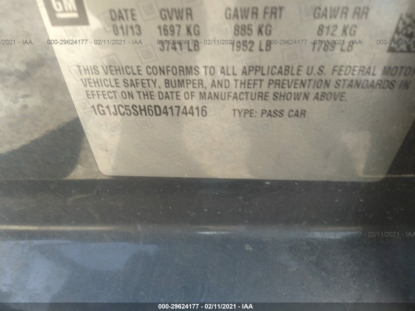 CHEVROLET SONIC 1G1JC5SH6D4174416