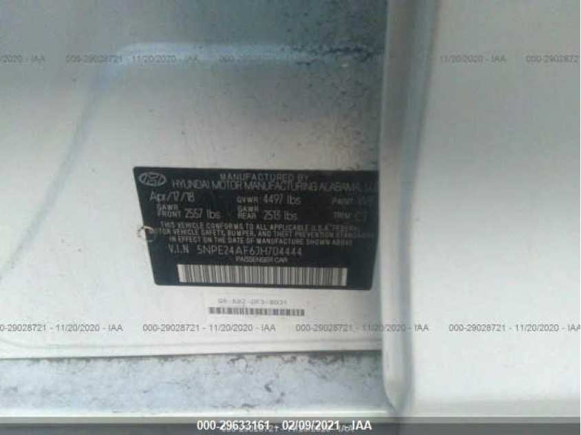 HYUNDAI SONATA 5NPE24AF6JH704444